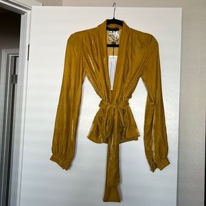 NWT Velvet Wrap Blouse